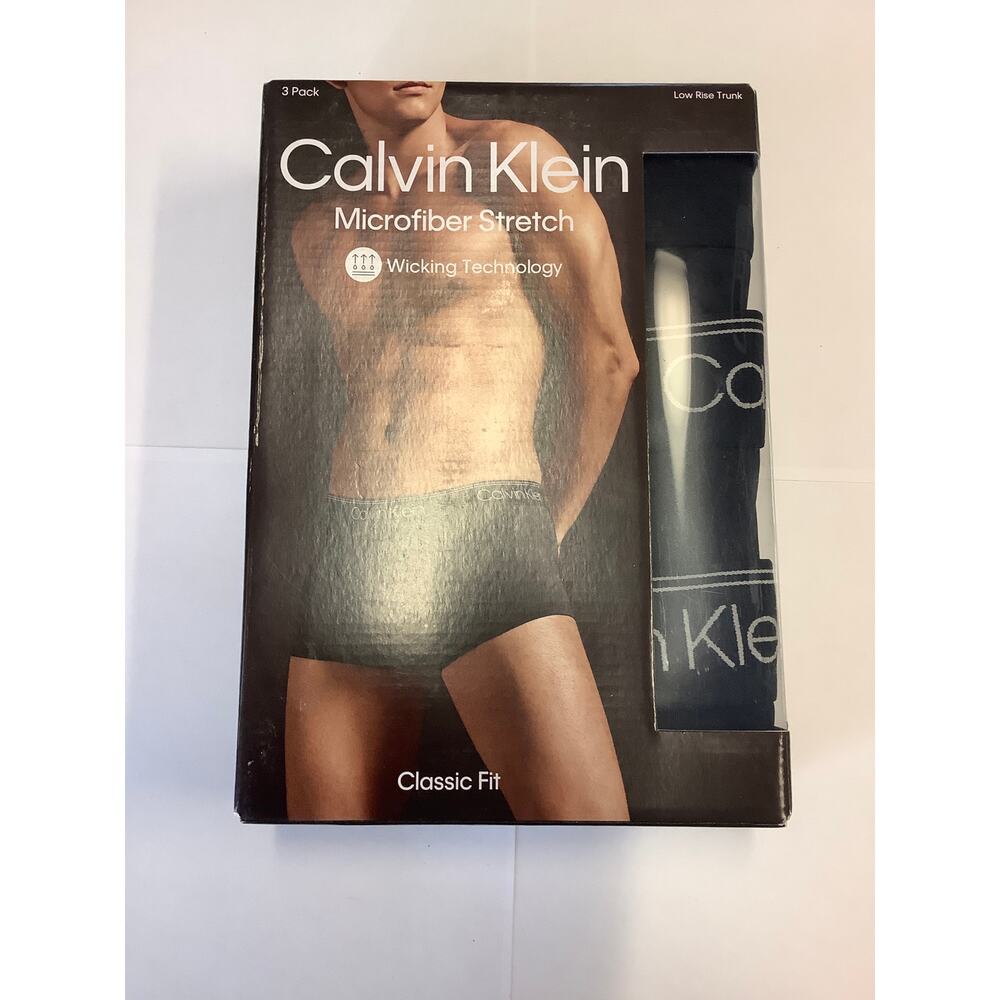 Calvin Klein Men's M 3-Pack Black Low Rise Microfiber Stretch Boxer Briefs B18-4